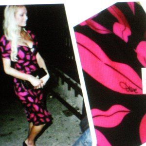 DIANE VON FURSTENBERG FALLING LIPS DRESS SILK FLUTTER BOTTOM TIE BELT & BOWS 8